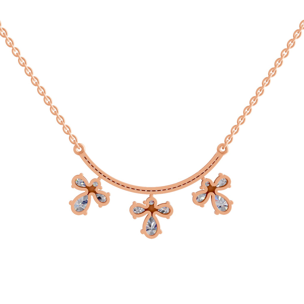 1.91 Ct Pear Floral Drop Diamond Necklace in 14K