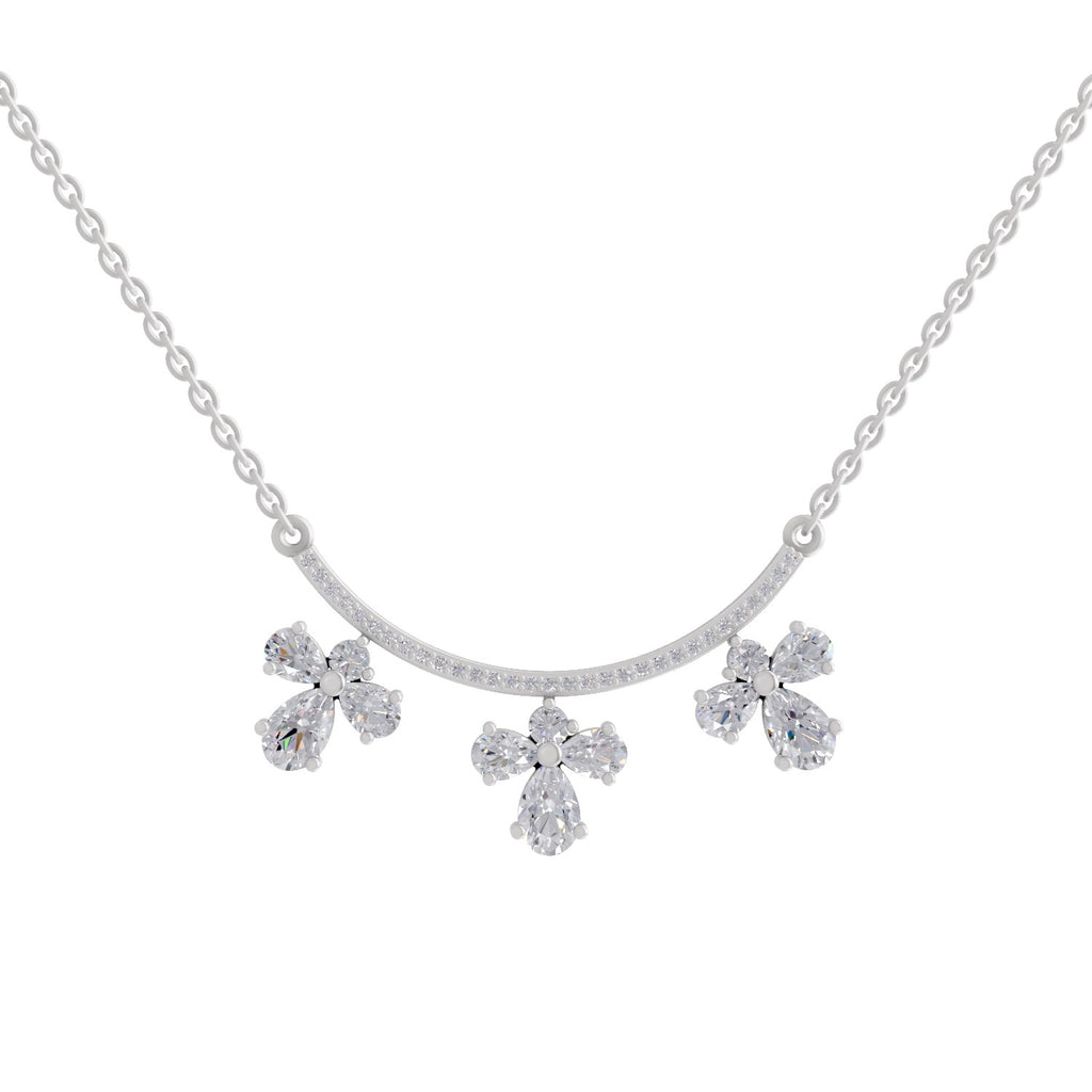 1.91 Ct Pear Floral Drop Diamond Necklace in 14K