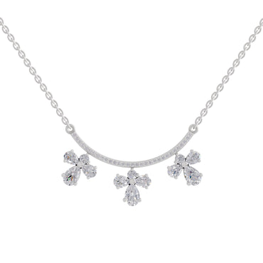 1.91 Ct Pear & Round Shape Floral Drop Diamond Necklace | 14K White Gold