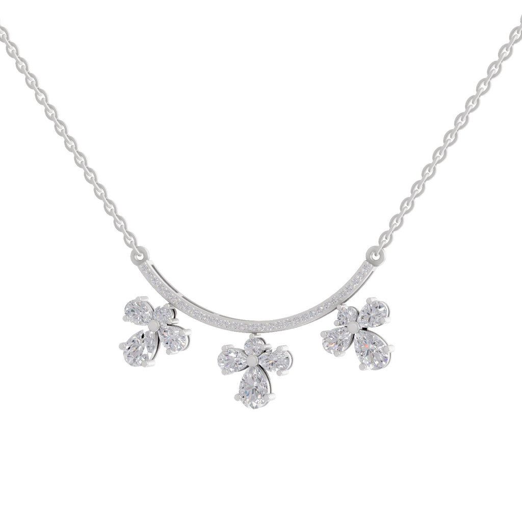 1.91 Ct Pear Floral Drop Diamond Necklace in 14K