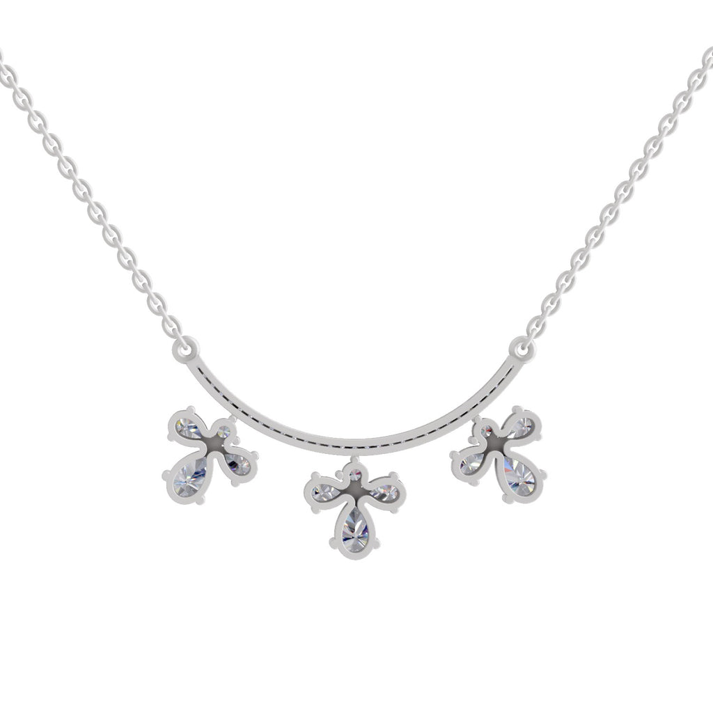 1.91 Ct Pear Floral Drop Diamond Necklace in 14K