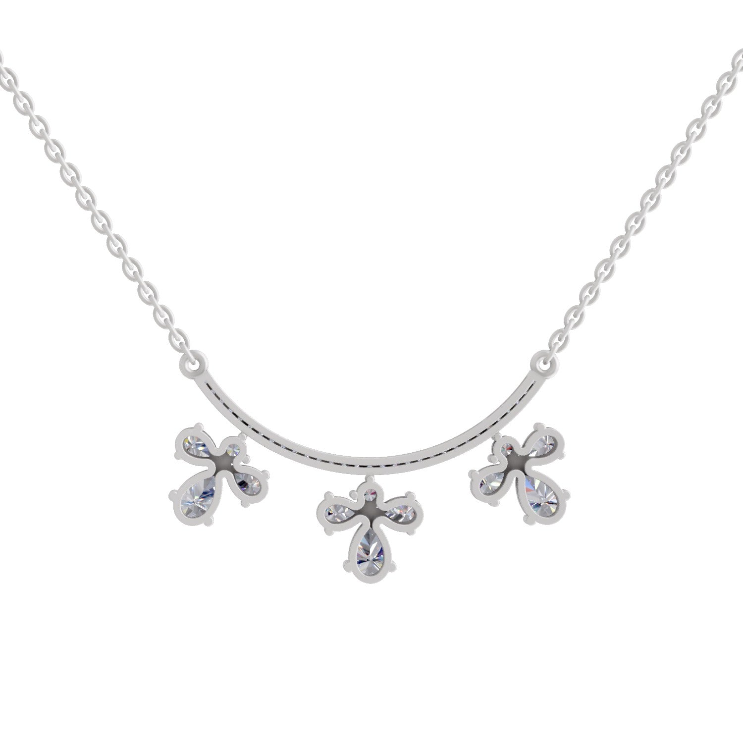 1.91 Ct Pear Floral Drop Diamond Necklace in 14K