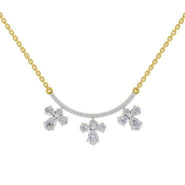 1.91 Ct Pear & Round Shape Floral Drop Diamond Necklace | 14K Yellow Gold