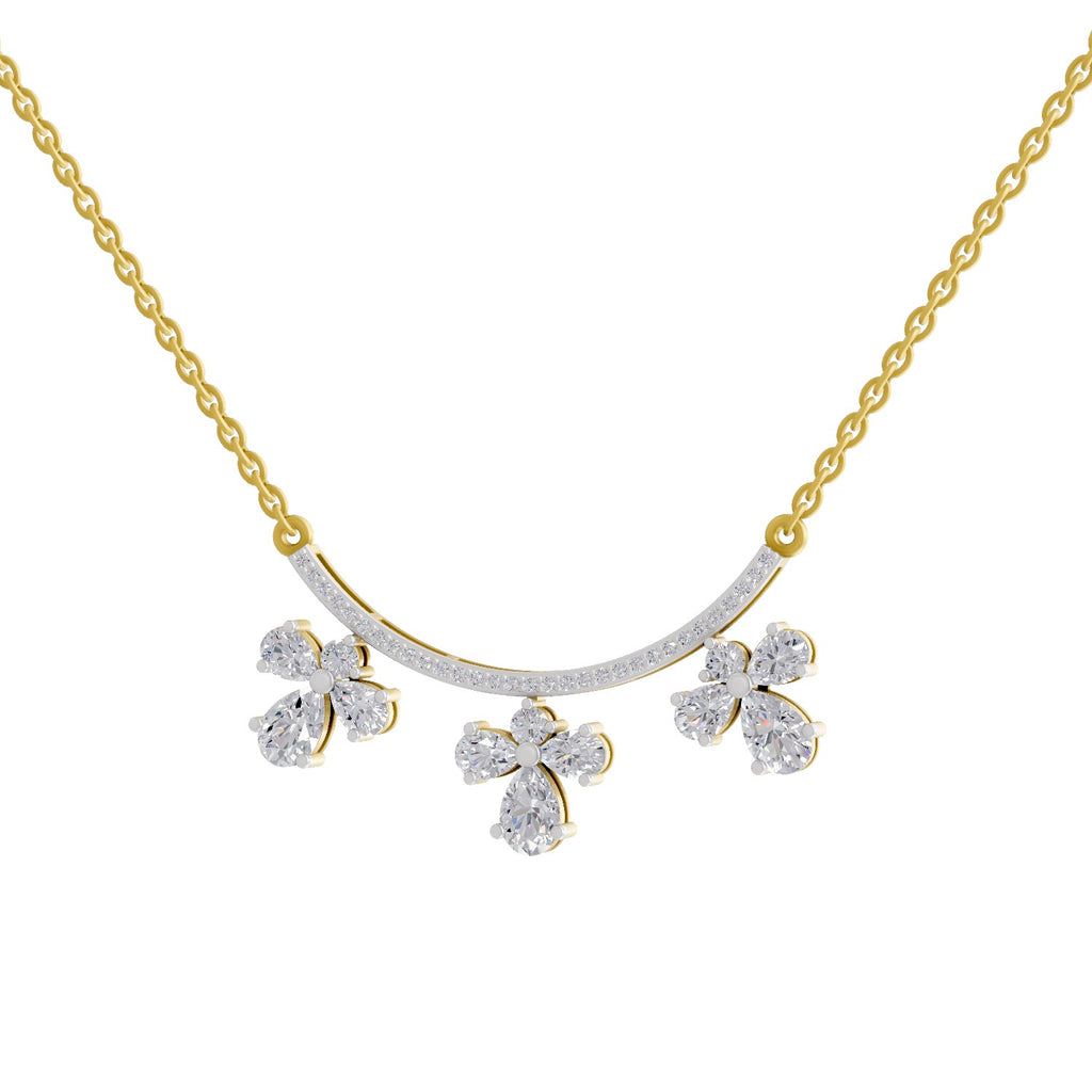 1.91 Ct Pear Floral Drop Diamond Necklace in 14K