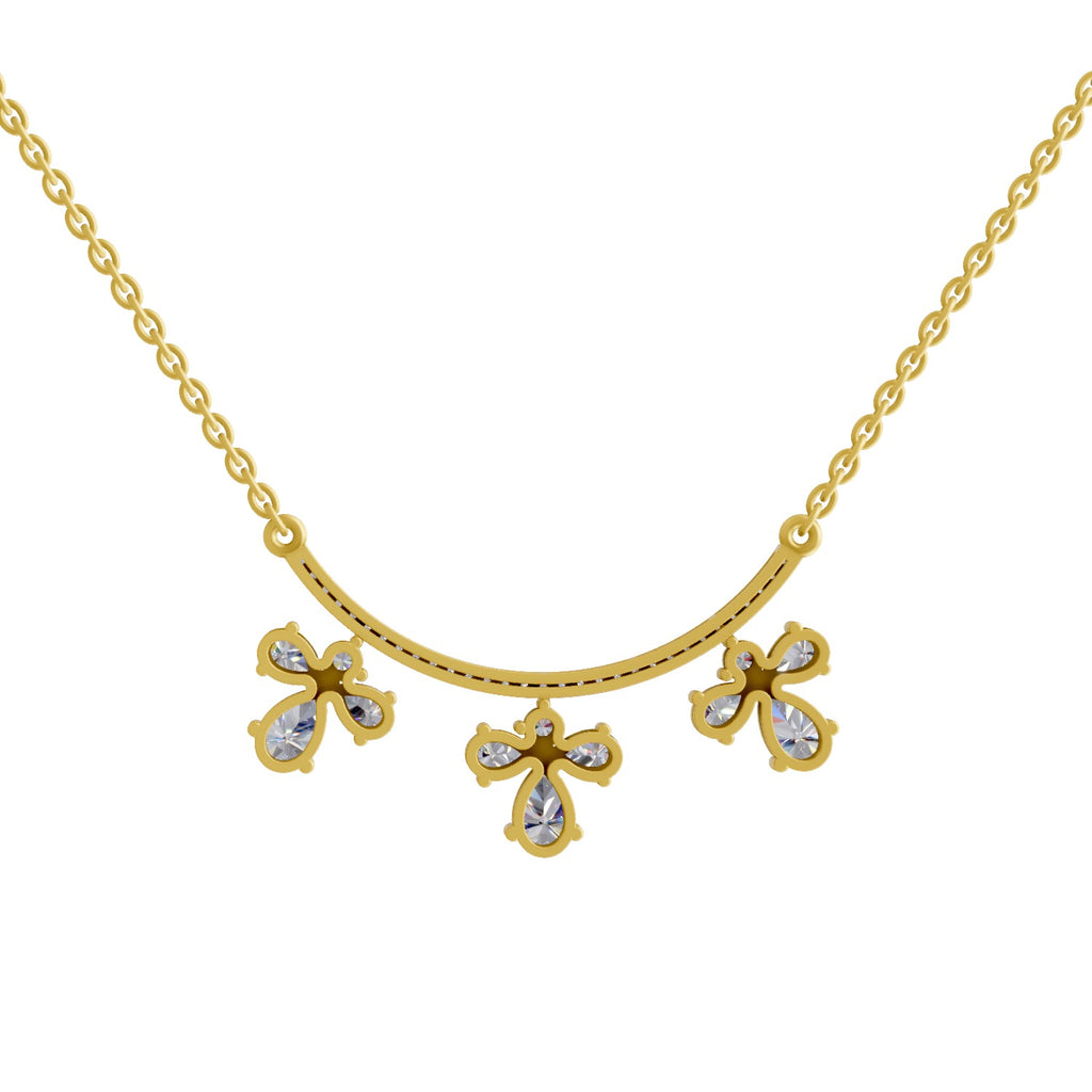 1.91 Ct Pear Floral Drop Diamond Necklace in 14K