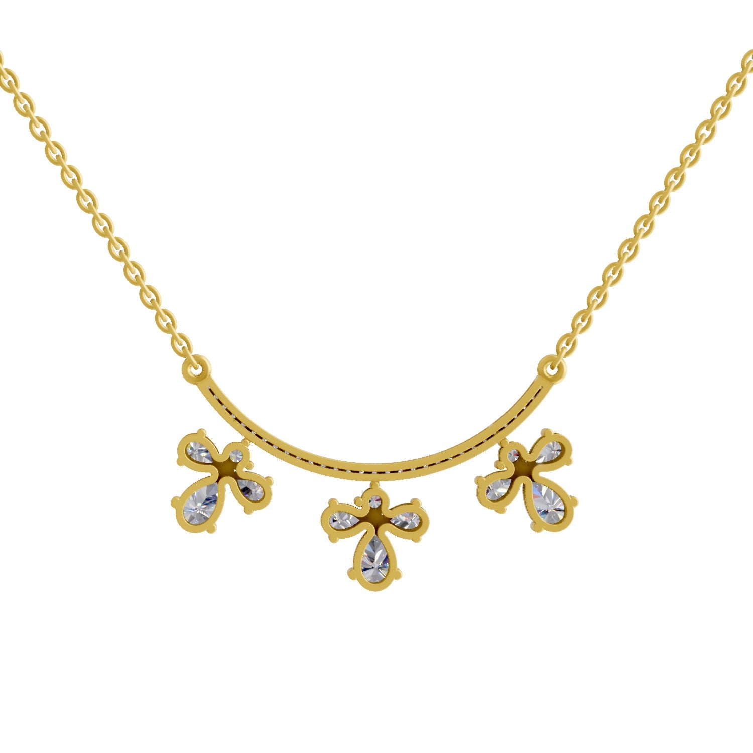 1.91 Ct Pear Floral Drop Diamond Necklace in 14K
