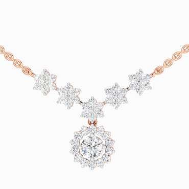 1.16 Carat Round Floral Necklace | 14K Rose Gold