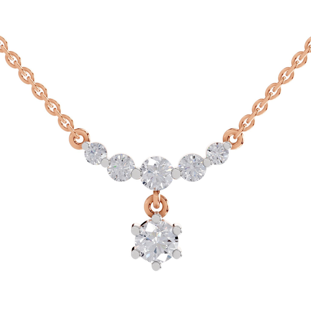 1.13 Ct Graduated Diamond Drop Necklace in 14K
