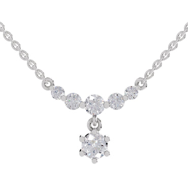 1.13 Ct Round Shape Graduated Diamond Drop Necklace | 14K White Gold