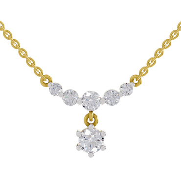 1.13 Ct Round Shape Graduated Diamond Drop Necklace | 14K Yellow Gold