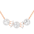 1.45 ct Three-Stone Halo Pendant Necklace in 14K