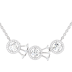1.45 ct Three-Stone Halo Pendant Necklace in 14K
