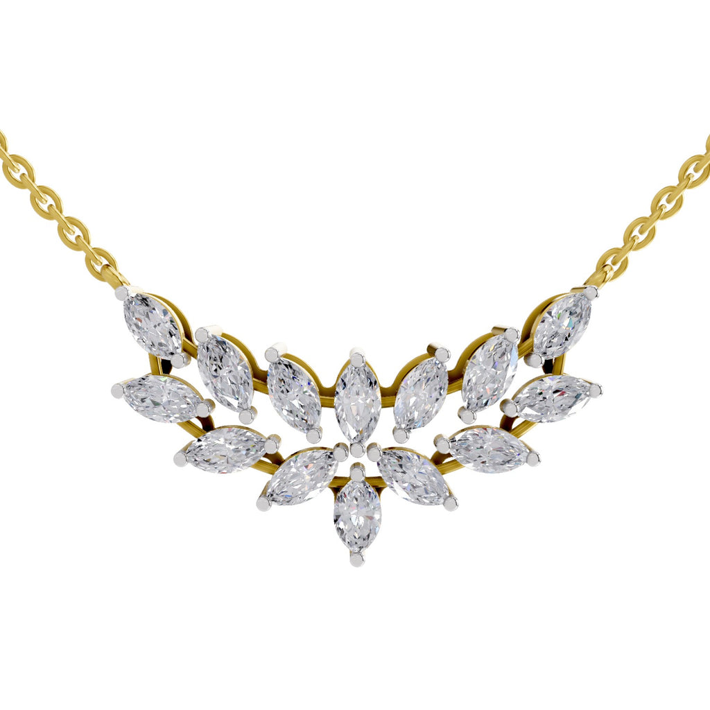 1.82 Ct Marquise Shape Cluster Diamond Necklace in 14K