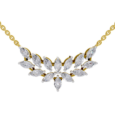1.82 Ct Marquise Shape Cluster Diamond Necklace in 14K