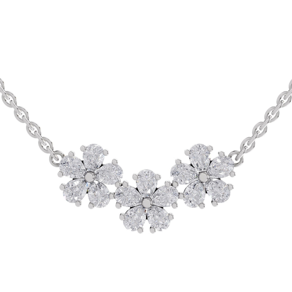 1.20 Ct Pear Shape Flower Diamond Necklace in 14K