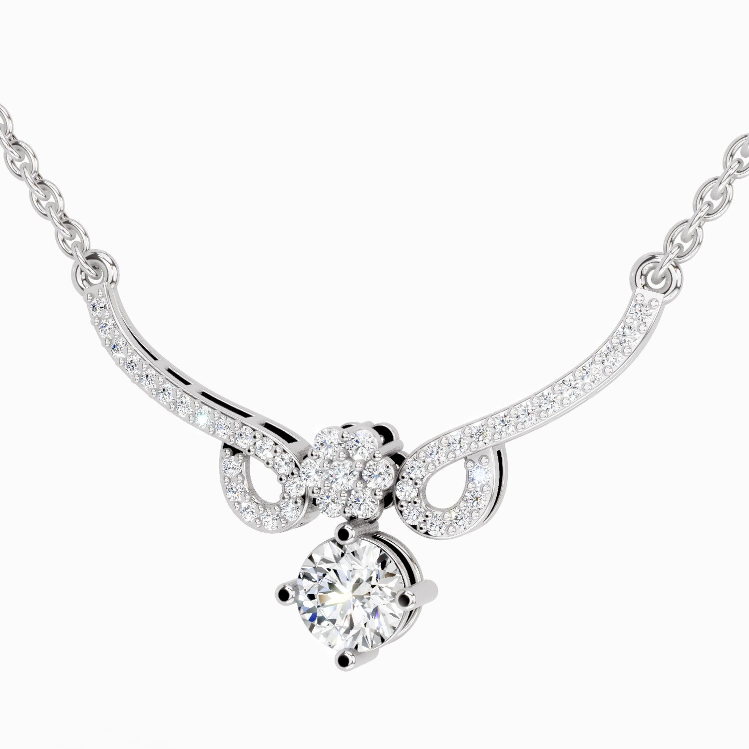 1.09 ct Graceful Drop Pendant Necklace | 14K White Gold