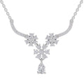 1.69 Ct Round Shape Floral Cluster Diamond Necklace | 14K White Gold