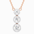 1.43 ct Three Stone Halo Pendant Necklace in 14K