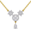 1.48 Ct Pear & Round Shape Floral Cluster Drop Diamond Necklace | 14K Yellow Gold