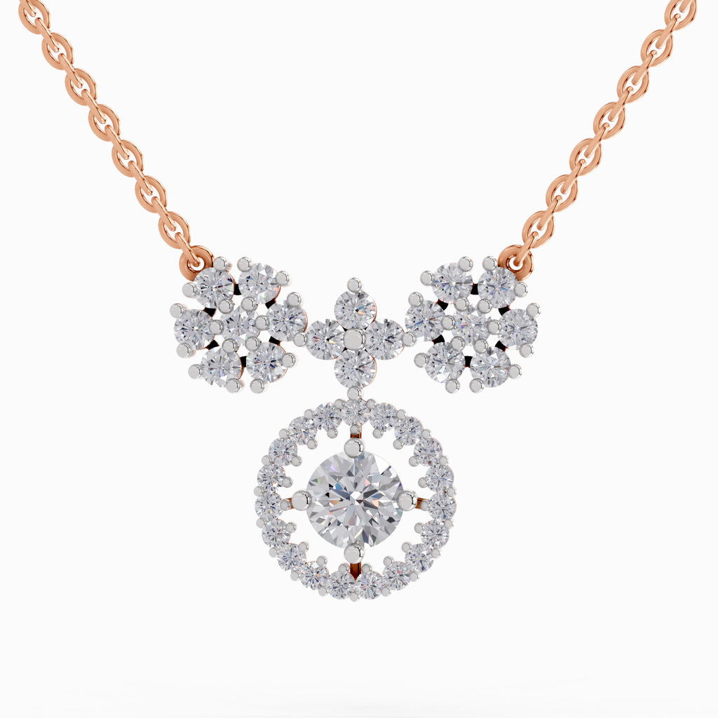 1.50 ct Cluster Diamond Pendant Necklace 14K