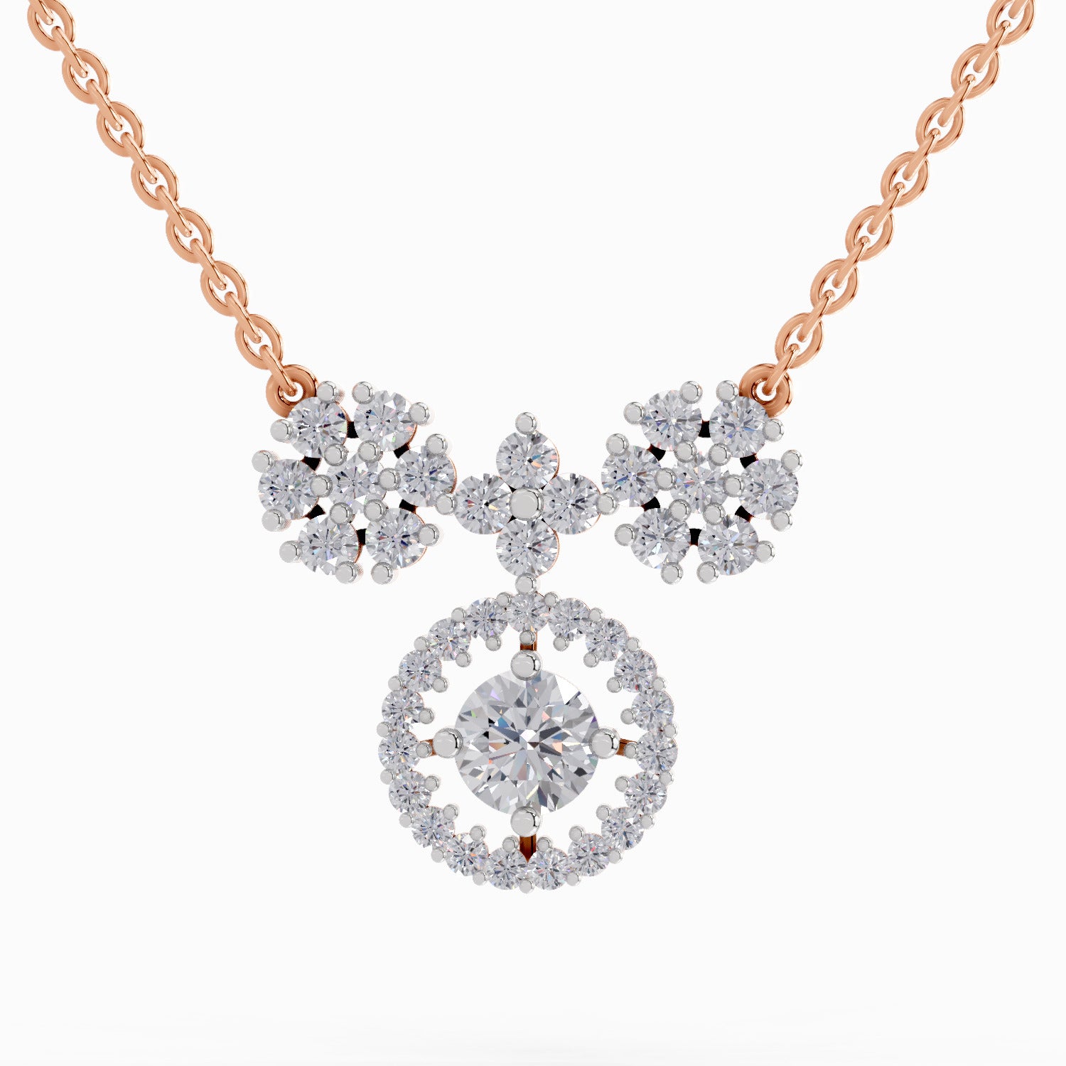 1.50 ct Cluster Diamond Pendant Necklace 14K