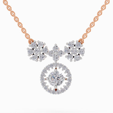 1.50 ct Cluster Diamond Pendant Necklace 14K