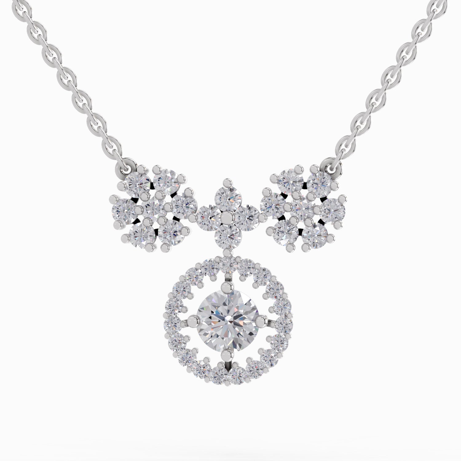 1.50 ct Cluster Diamond Pendant Necklace 14K