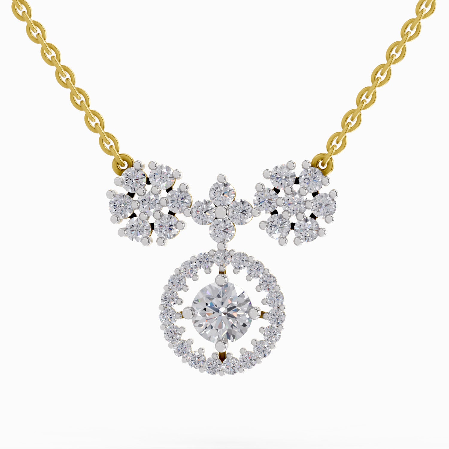 1.50 ct Cluster Diamond Pendant Necklace 14K