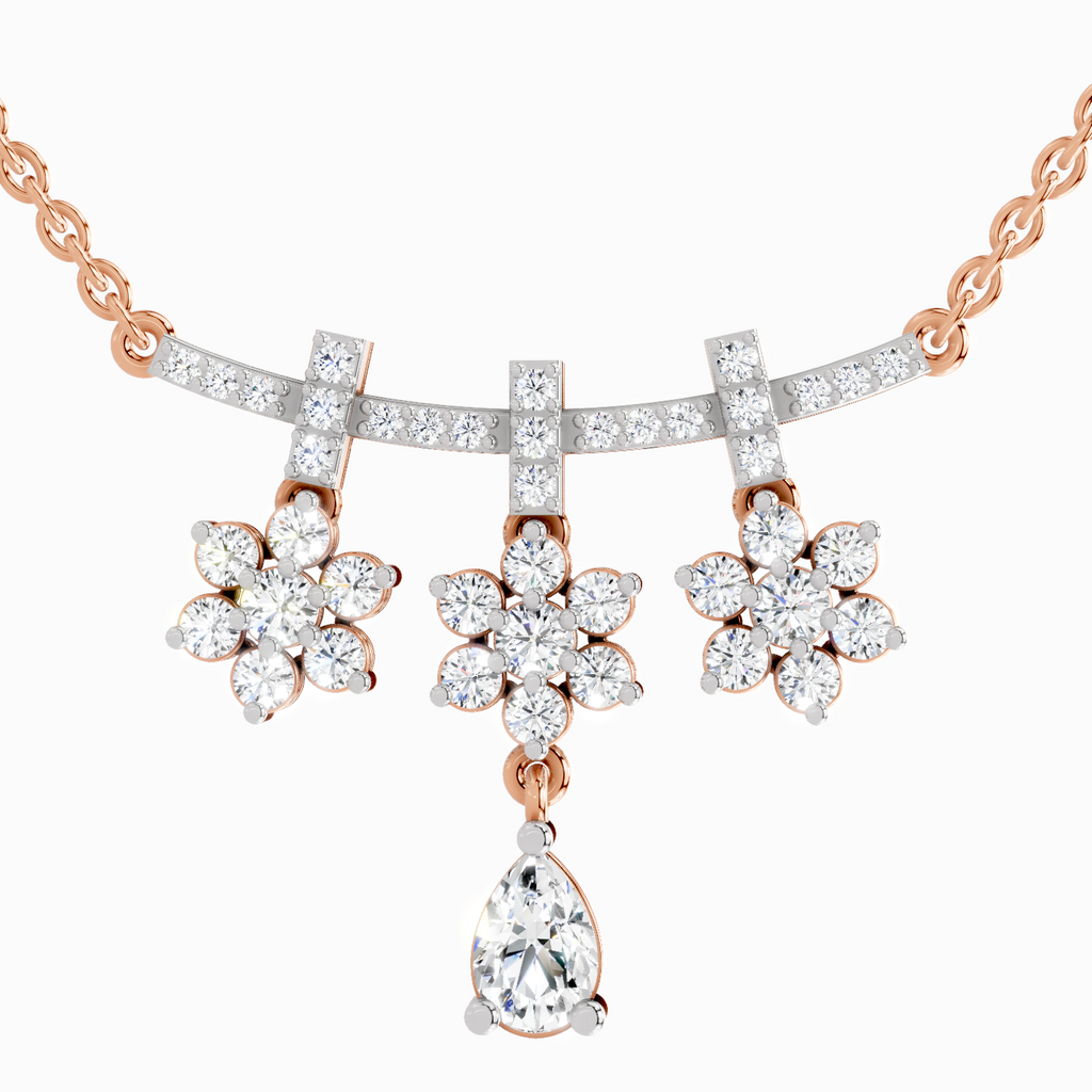 1.58 ct Floral Drop Pendant Necklace in 14K