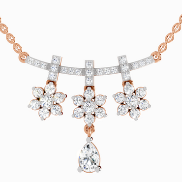1.58 ct Floral Drop Pendant Necklace in 14K