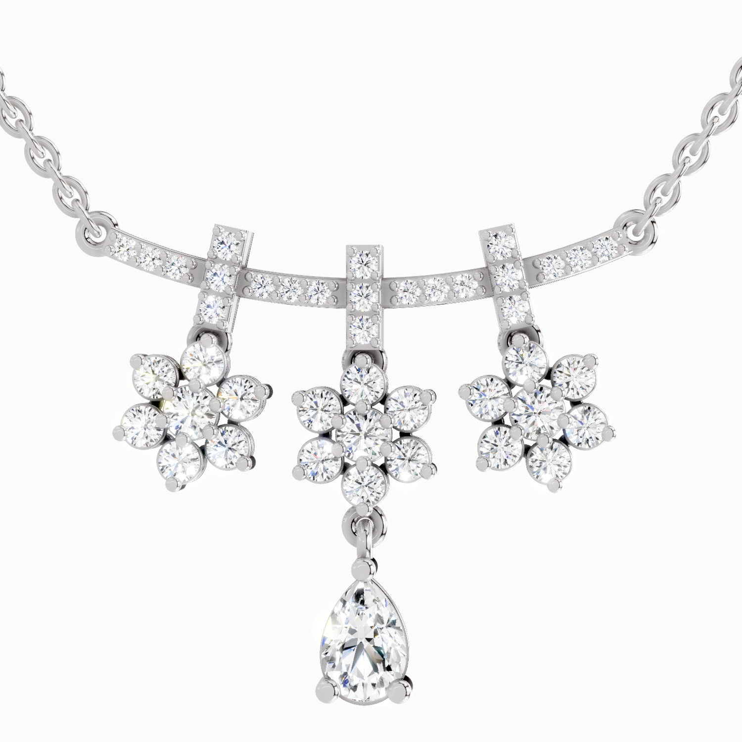1.58 ct Floral Drop Pendant Necklace in 14K