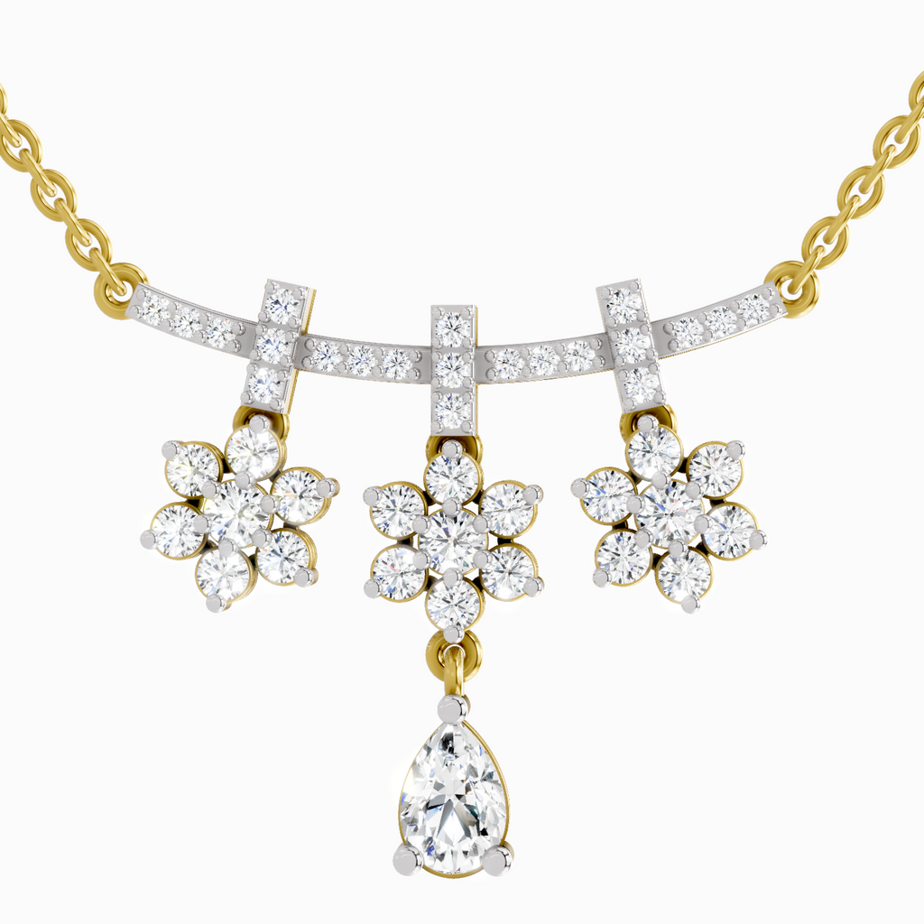 1.58 ct Floral Drop Pendant Necklace in 14K