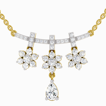 1.58 ct Floral Drop Pendant Necklace in 14K