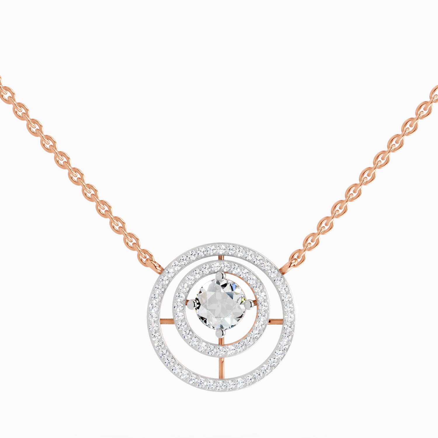 1.05 ct Fashion Circle Pendant Necklace in 14K