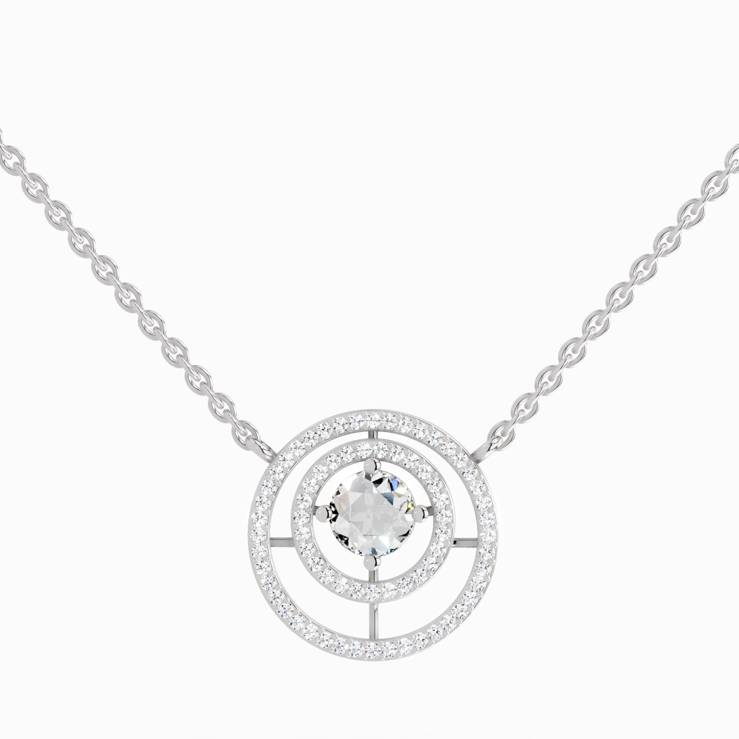 1.05 ct Fashion Circle Pendant Necklace in 14K