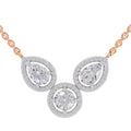 1.83 Ct Pear & Round Shape Halo Diamond Necklace | 14K Rose Gold