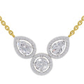1.83 Ct Pear & Round Shape Halo Diamond Necklace | 14K Yellow Gold