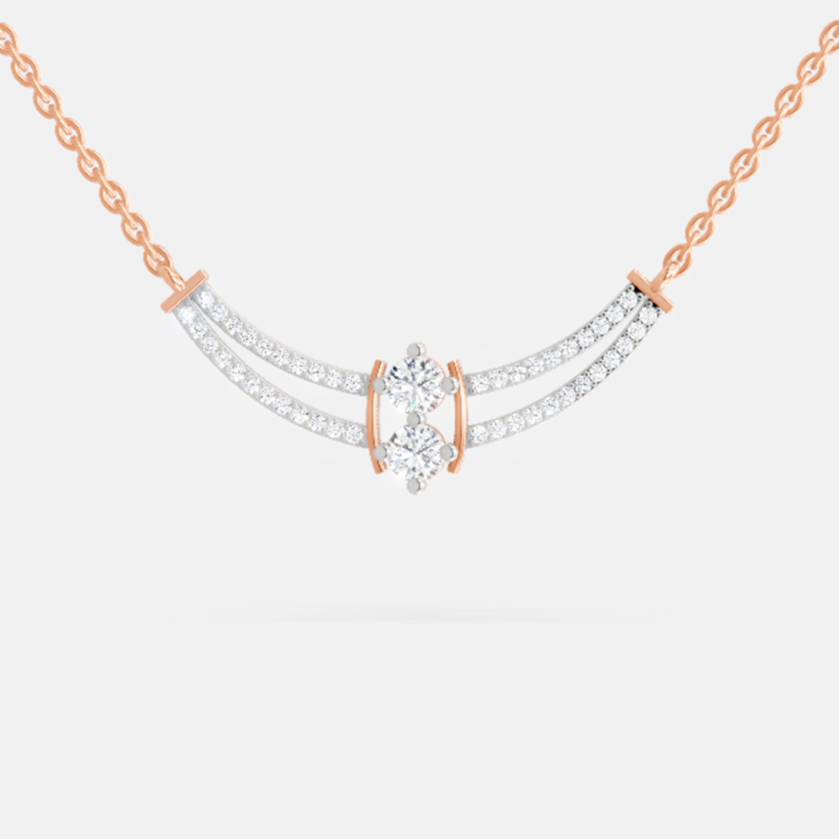 0.58 ct Double Row Pendant Necklace in 14K