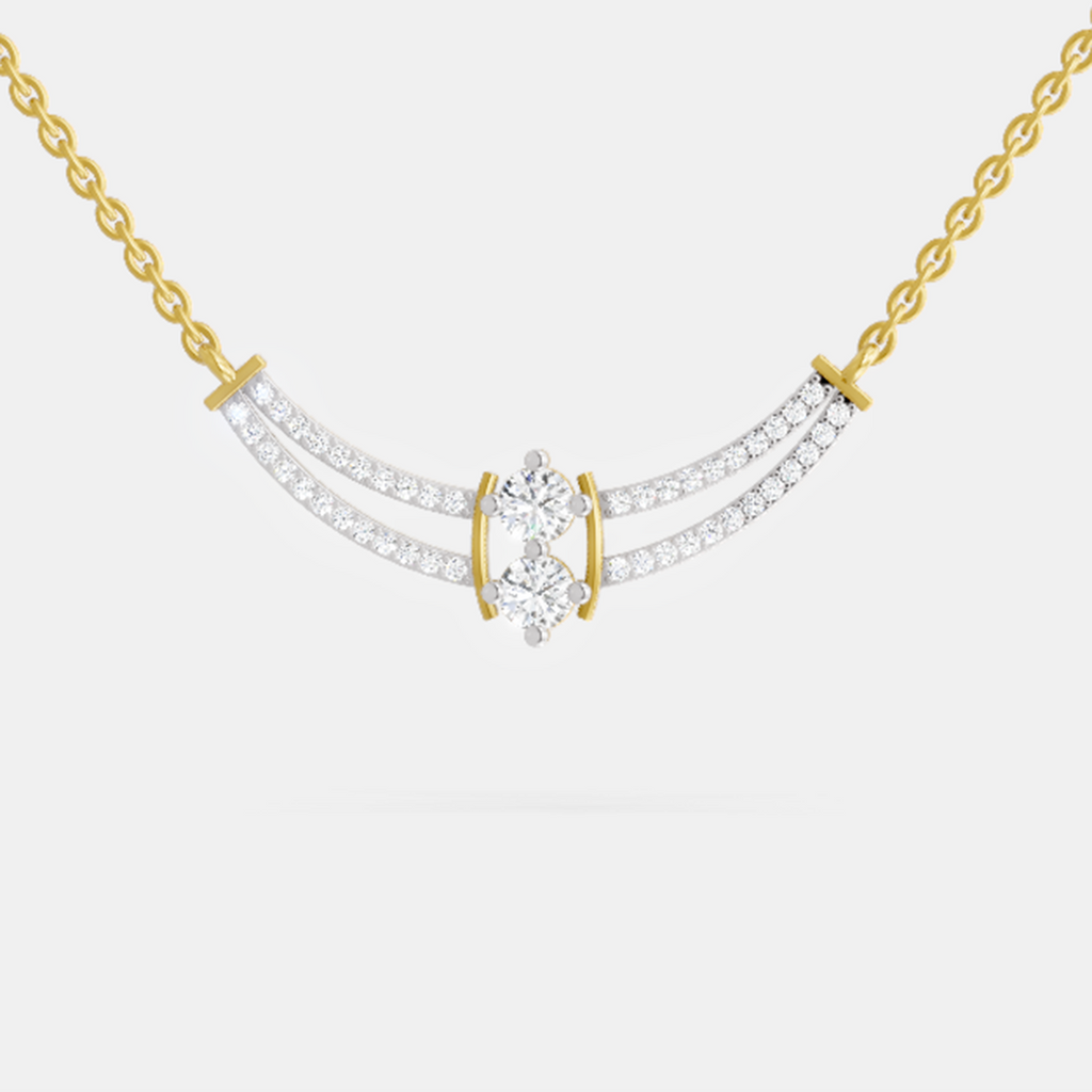 0.58 ct Double Row Pendant Necklace in 14K