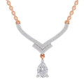 0.99 Ct Round & Pear V-Shape Diamond with Drop Necklace | 14K Rose Gold