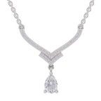 0.99 Ct Pear V-Shape Diamond with Drop Necklace in 14K