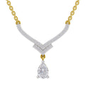 0.99 Ct Round & Pear V-Shape Diamond with Drop Necklace | 14K Yellow Gold