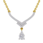 0.99 Ct Pear V-Shape Diamond with Drop Necklace in 14K