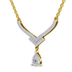 0.99 Ct Pear V-Shape Diamond with Drop Necklace in 14K