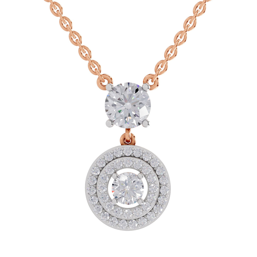 1.71 Ct Halo Diamond Drop Necklace in 14K