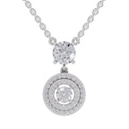 1.71 Ct Halo Diamond Drop Necklace in 14K