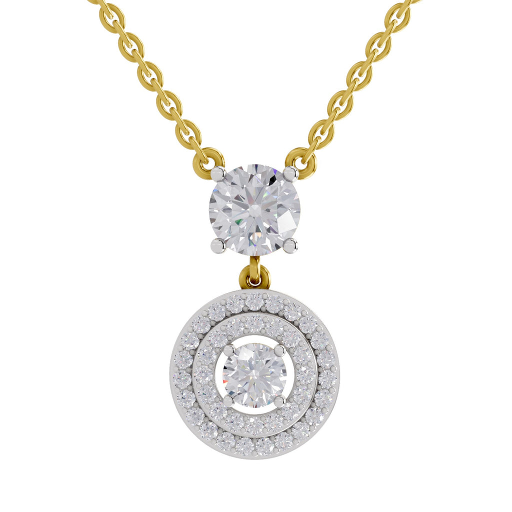 1.71 Ct Halo Diamond Drop Necklace in 14K