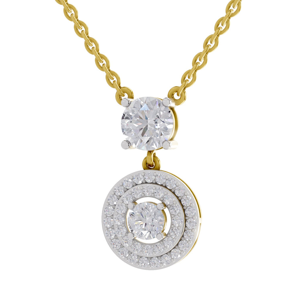 1.71 Ct Halo Diamond Drop Necklace in 14K