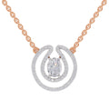 1.03 Ct Oval & Round Shape Halo Diamond Necklace | 14K Rose Gold