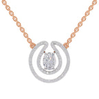 1.03 Ct Oval Halo Diamond Necklace in 14K